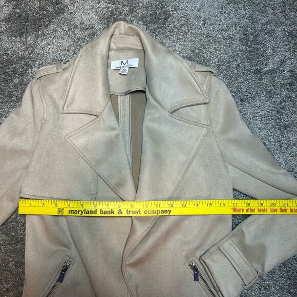 Magaschoni Size S/P Taupe Faux Suede Jacket Coat - Picture 3 of 4